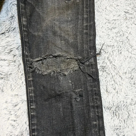 Moussy Vintage Black Jeans Lenwood Distressed Mid Rise Cropped Denim size 26 - Picture 7 of 13